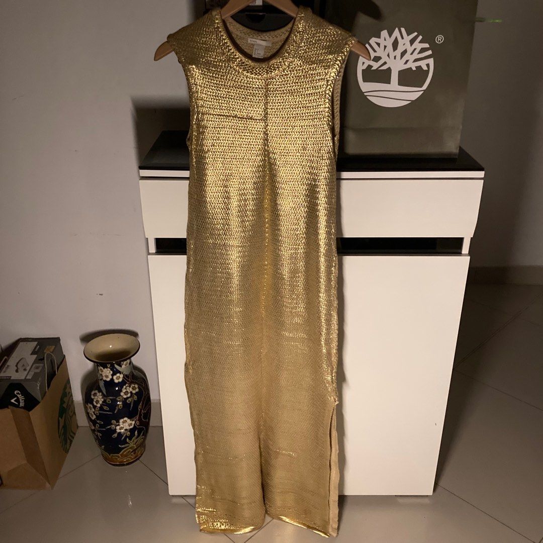 H&m gold dress clearance