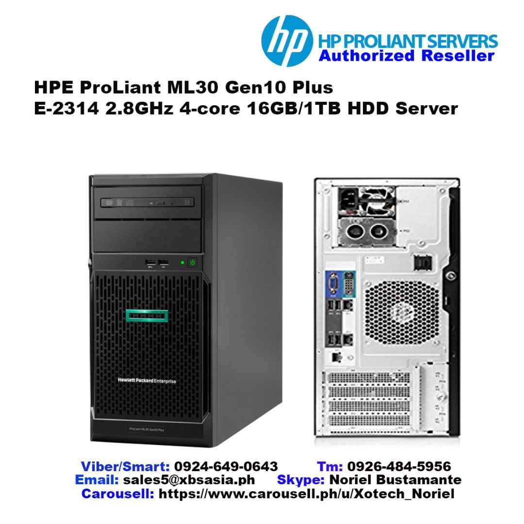 HPE ProLiant ML30 Gen10 Plus E2314 2.8GHz 4core 16GB/1TB HDD Server