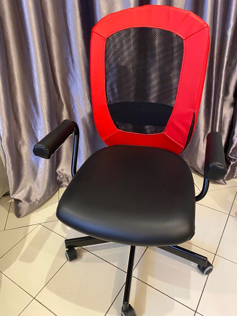 Ikea Adjustable office armrest study kerusi leather high back