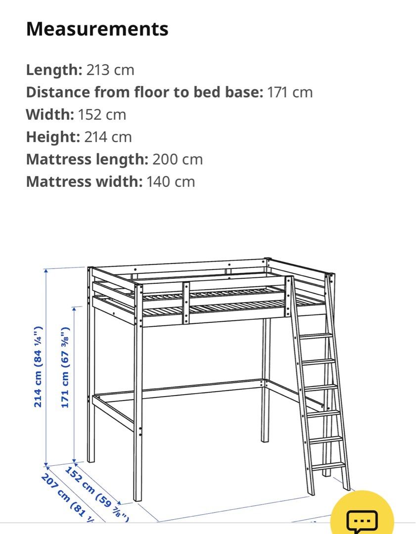 IKEA loft bed STORA white, Furniture & Home Living, Furniture, Bed