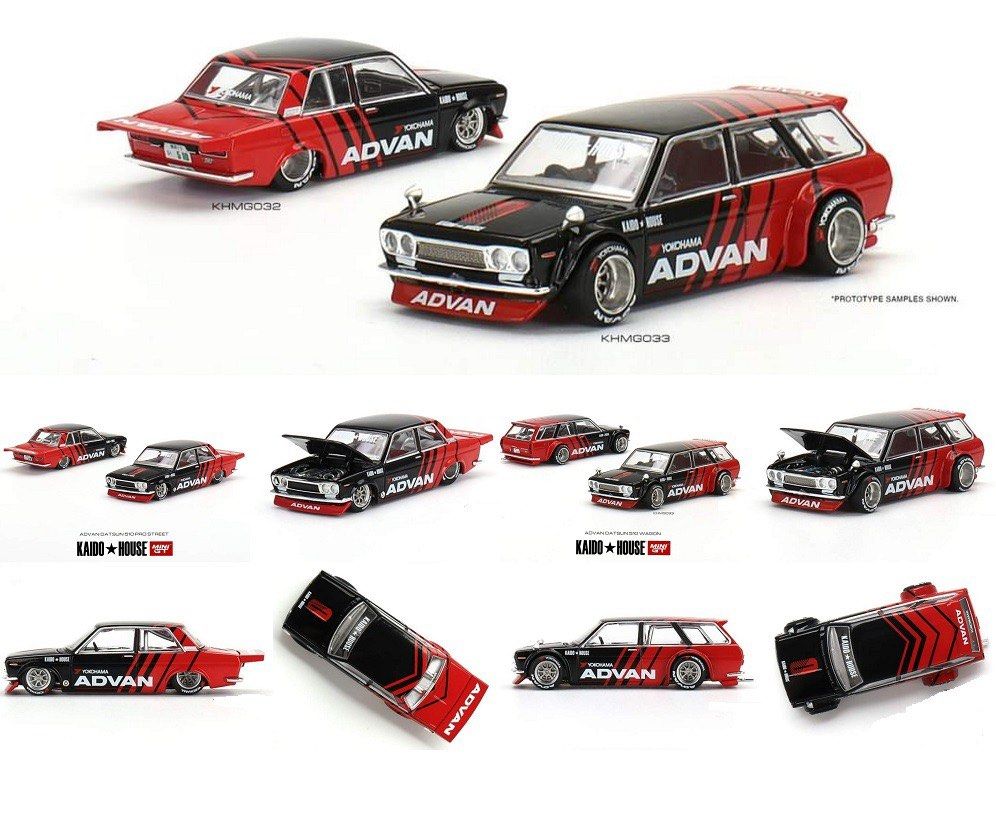 SOLD] Kaido House x Mini GT Datsun 510 Wagon and Pro Street ADVAN