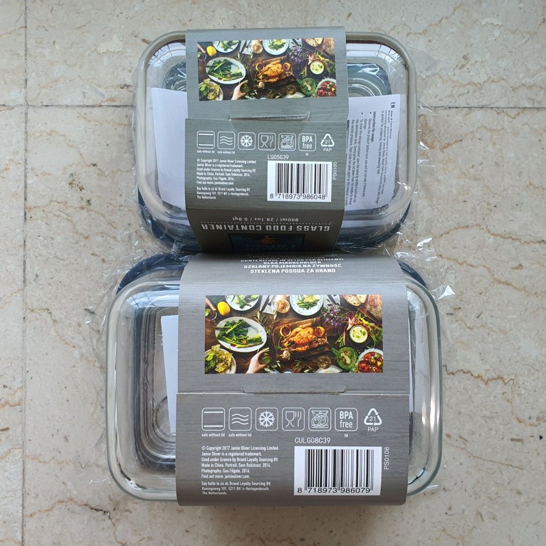 Jamie Oliver Glass Food Container Duo, Furniture & Home Living