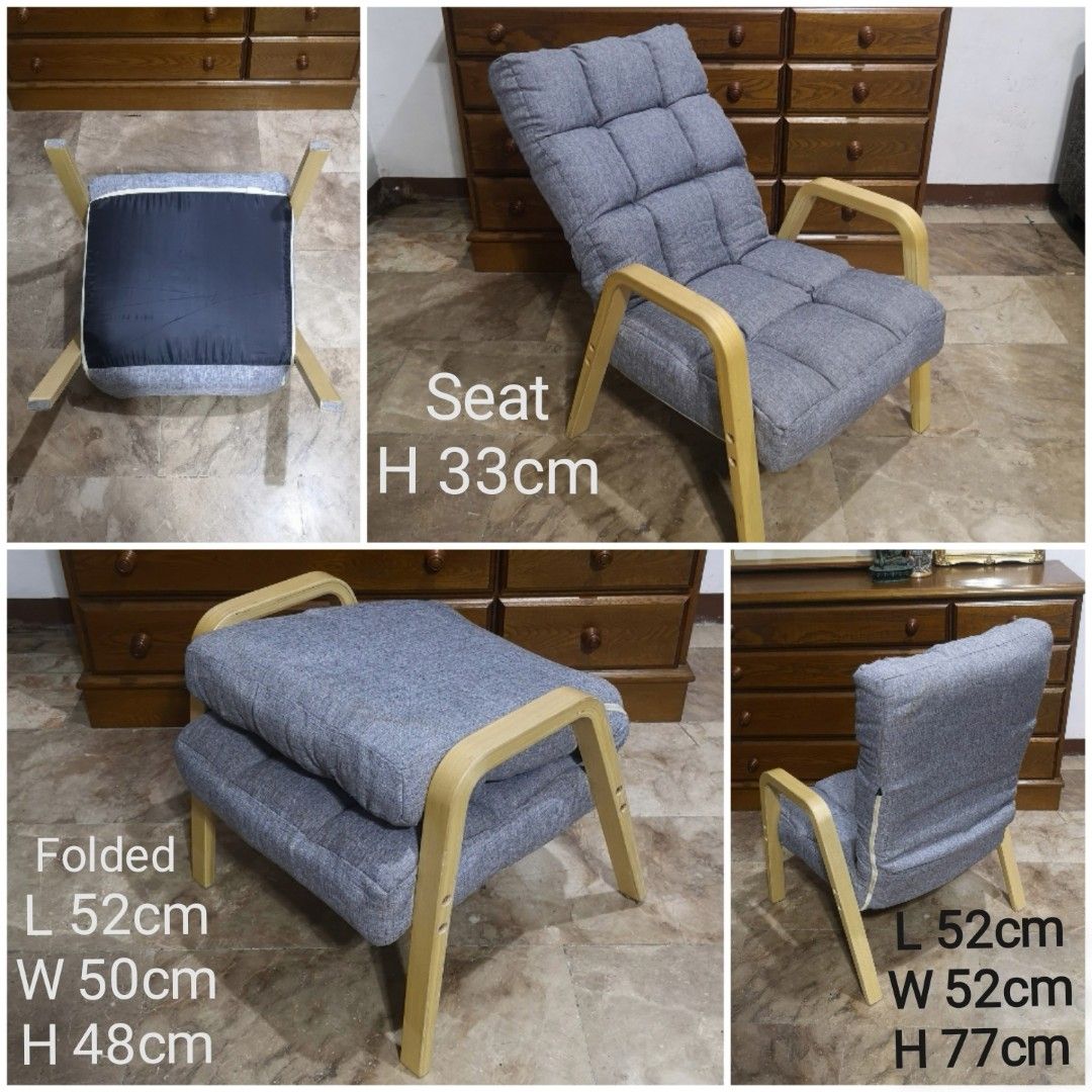 Japanese single low sofa, foldable backrest/semi reclined, like new
