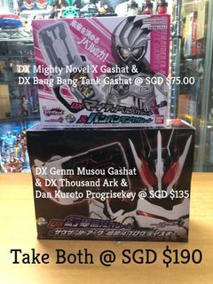Kamen Rider Ex-Aid DX Genm Musou Gashat + Thousand Ark & Dan Kuroto / DX Mighty Novel X Gashat & Bang Bang Tank Gashat Progrise key