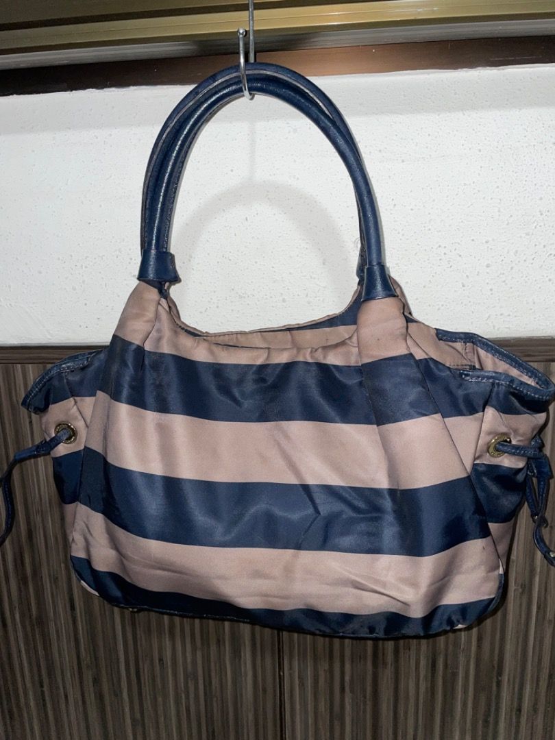 kate spade cambridge stripe blue and bronze baby diaper bag
