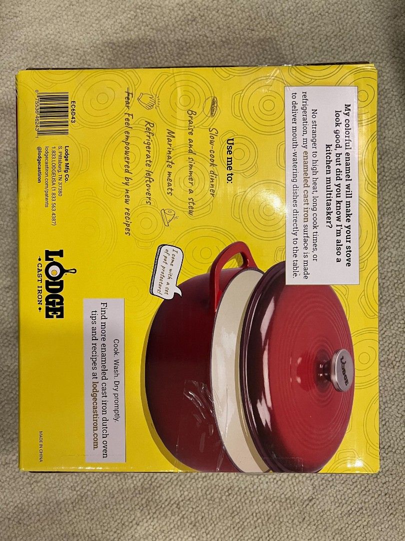 Lodge Enameled Cast Iron Dutch Oven 6 quartz, Furniture & Home Living
