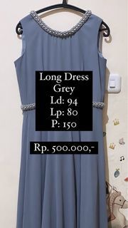 Long Dress Grey Gaun Pesta Abu