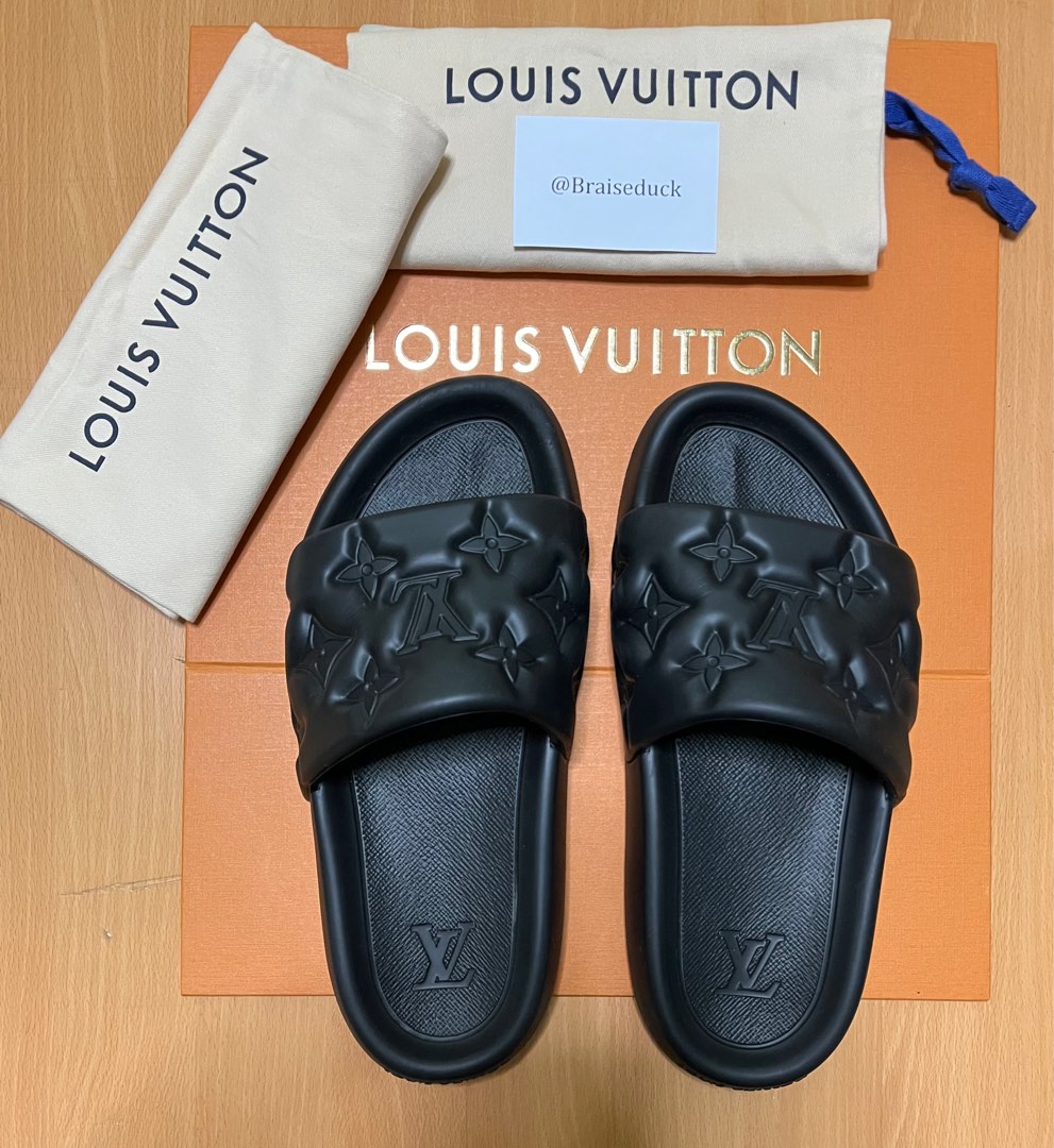 LOUIS VUITTON WHITE MONOGRAM LOGO WATERFRONT MULE SLIDES SLIPPERS US5 MENS,  Luxury, Sneakers & Footwear on Carousell