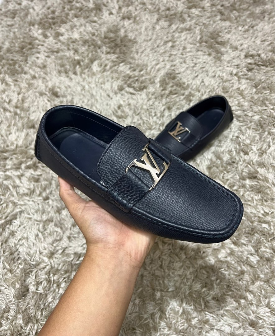 Louis Vuitton Monte Carlo Gray TAIGA UK9 /US10 loafer shoes mens