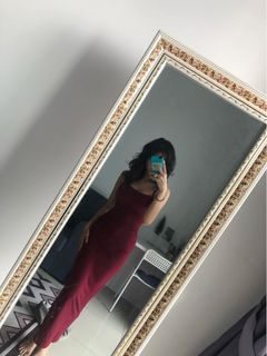 Maroon bodycon spaghetti strap dress