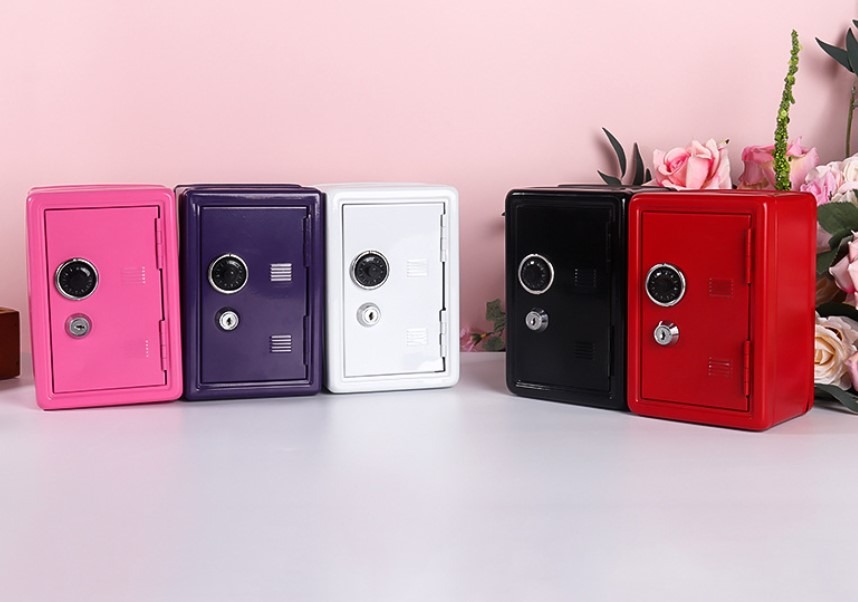 Mini Small Cash Box Creative Metal With Lock Safe Household Small ...