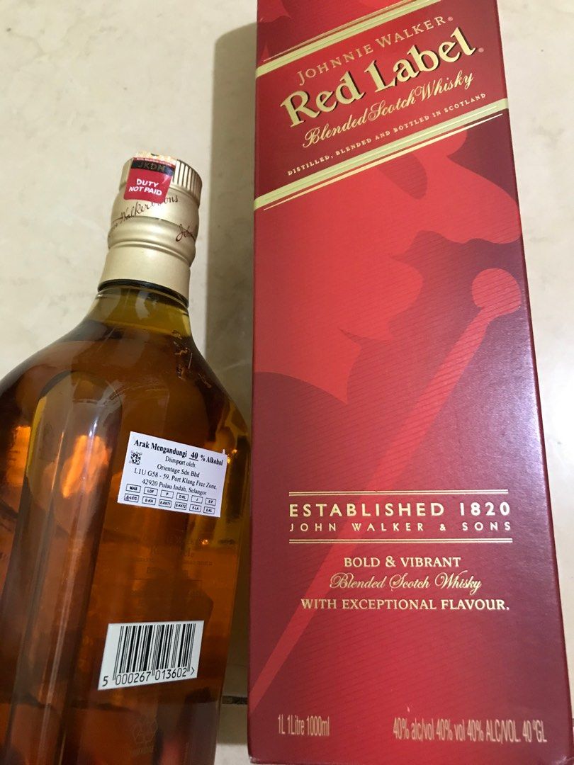 Minuman red label original, Makanan & Minuman, Minuman Tidak ...