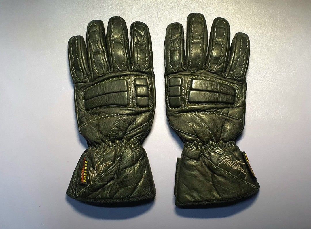 MITSOU Long Black Leather Motorcycle Glove with SCHOELLER KEPROTEC