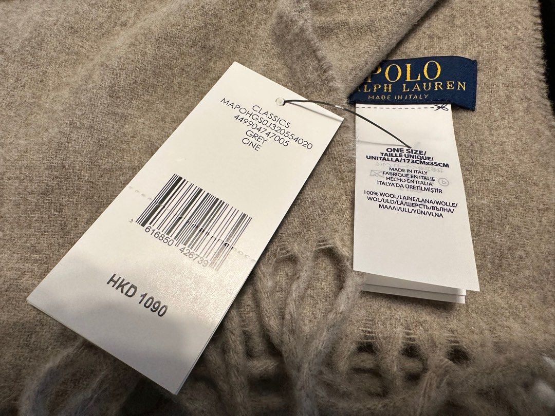 New) Polo Ralph Lauren Scarf - Made in Italy, 男裝, 手錶及配件, 絲