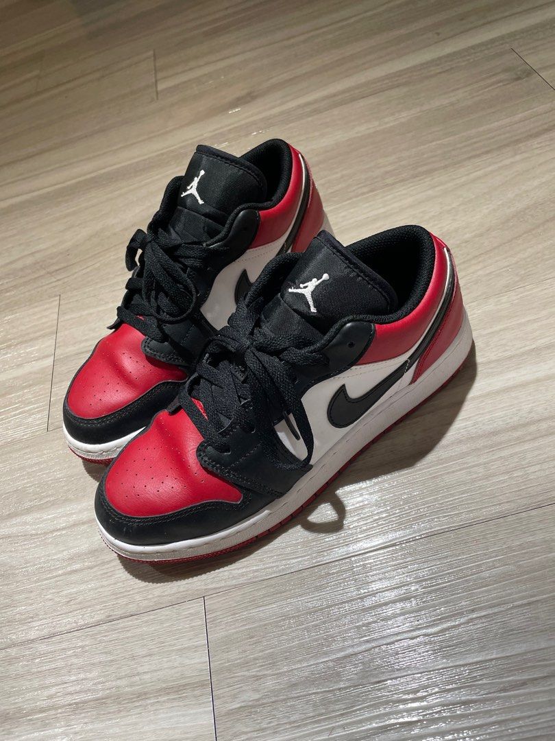 NIKE AIR JORDAN 1 LOW 'BRED TOE' US7, 她的時尚, 鞋, 運動鞋在旋轉拍賣