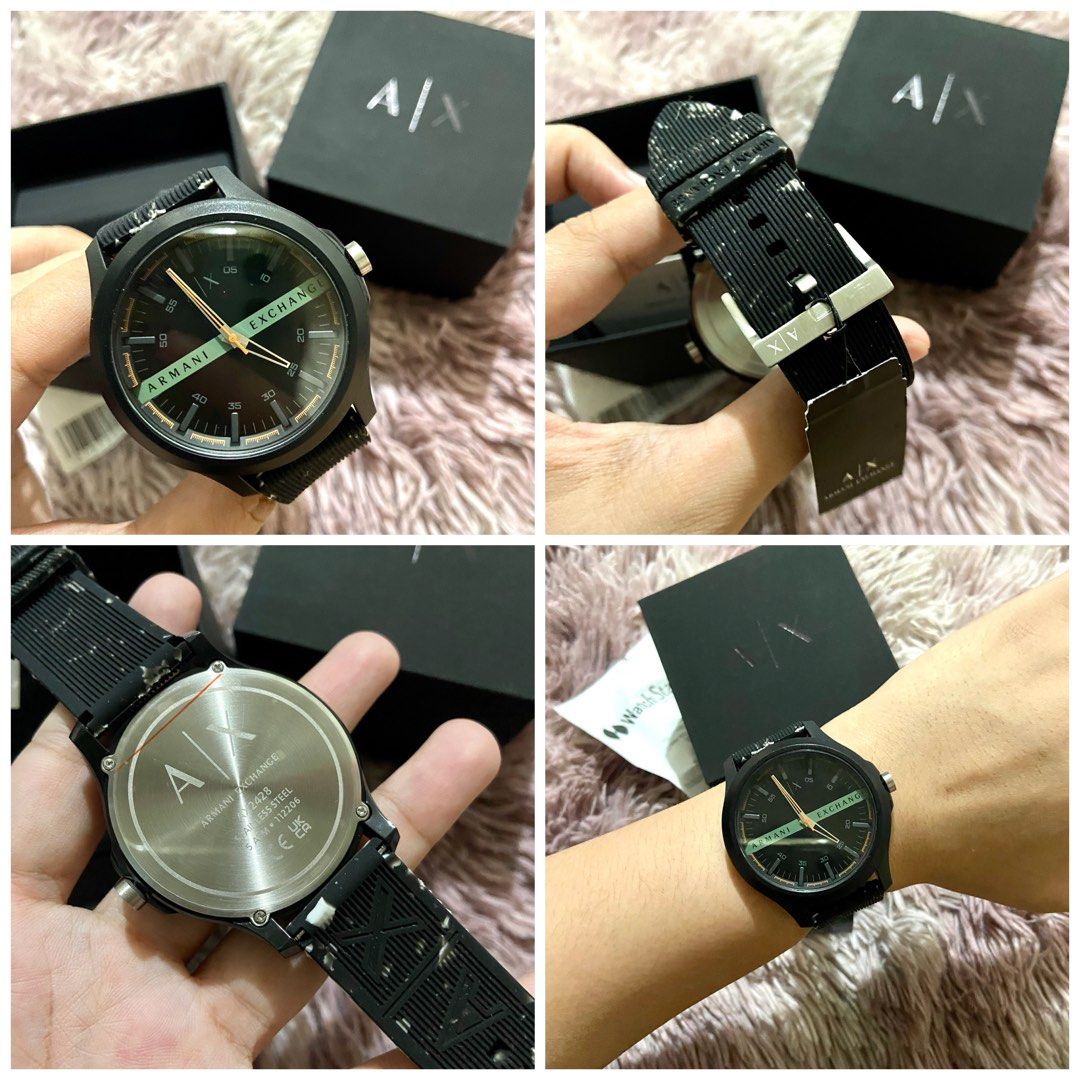 ORIGINAL ARMANI EXCHANGE WATCH FOR MEN (Category: Men's Watches) located in Rizal. Submitted by TineStore (Listing ID 1206083173, Image 1). Description: ✨Onhand and ready for delivery 💯Original Armani Exchange Watch for Men DETAILS: 📌Model: AX2428 📌Case Size: 46MM 📌Movement: Quartz 📌Case Water Resistance: 50M 📌Strap Material: Silicone 📌Strap Color: Black 📩PM for inquiries.