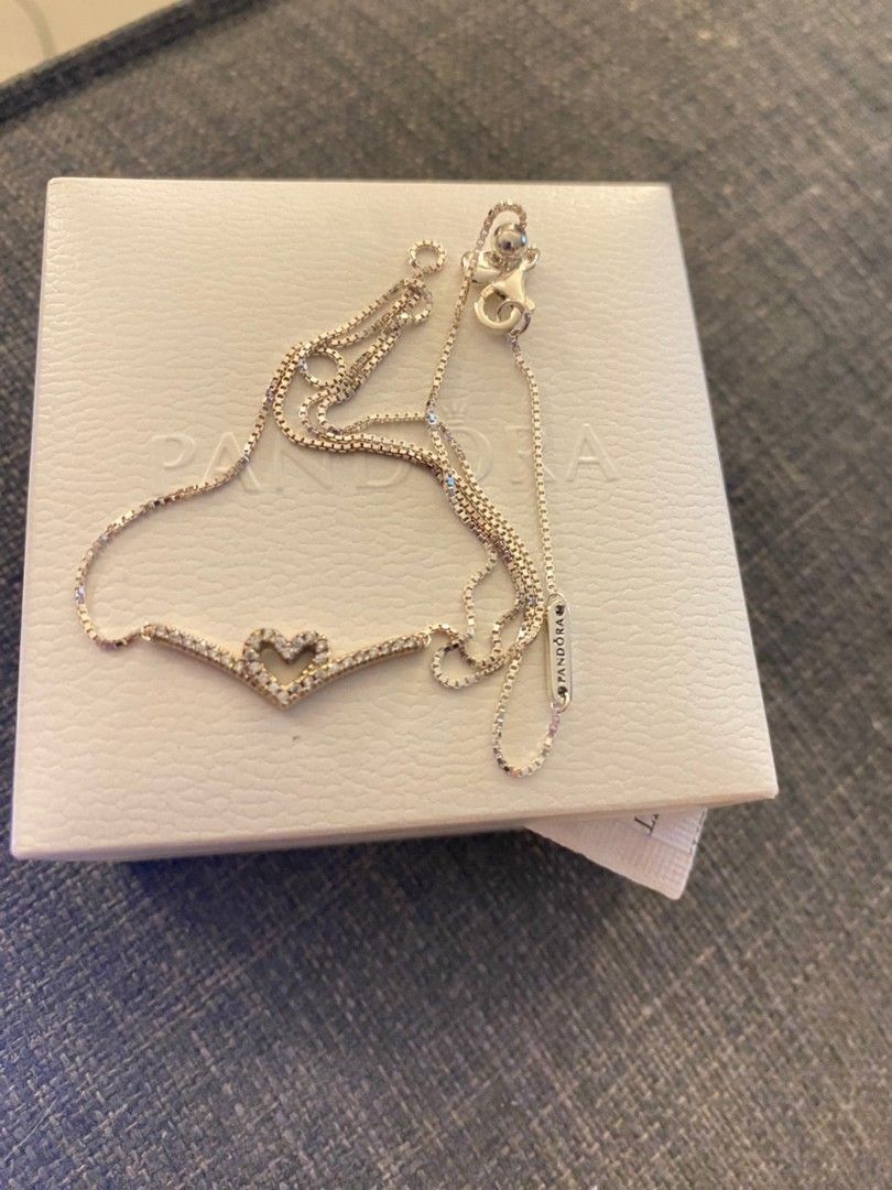 Pandora wishbone heart necklace sale