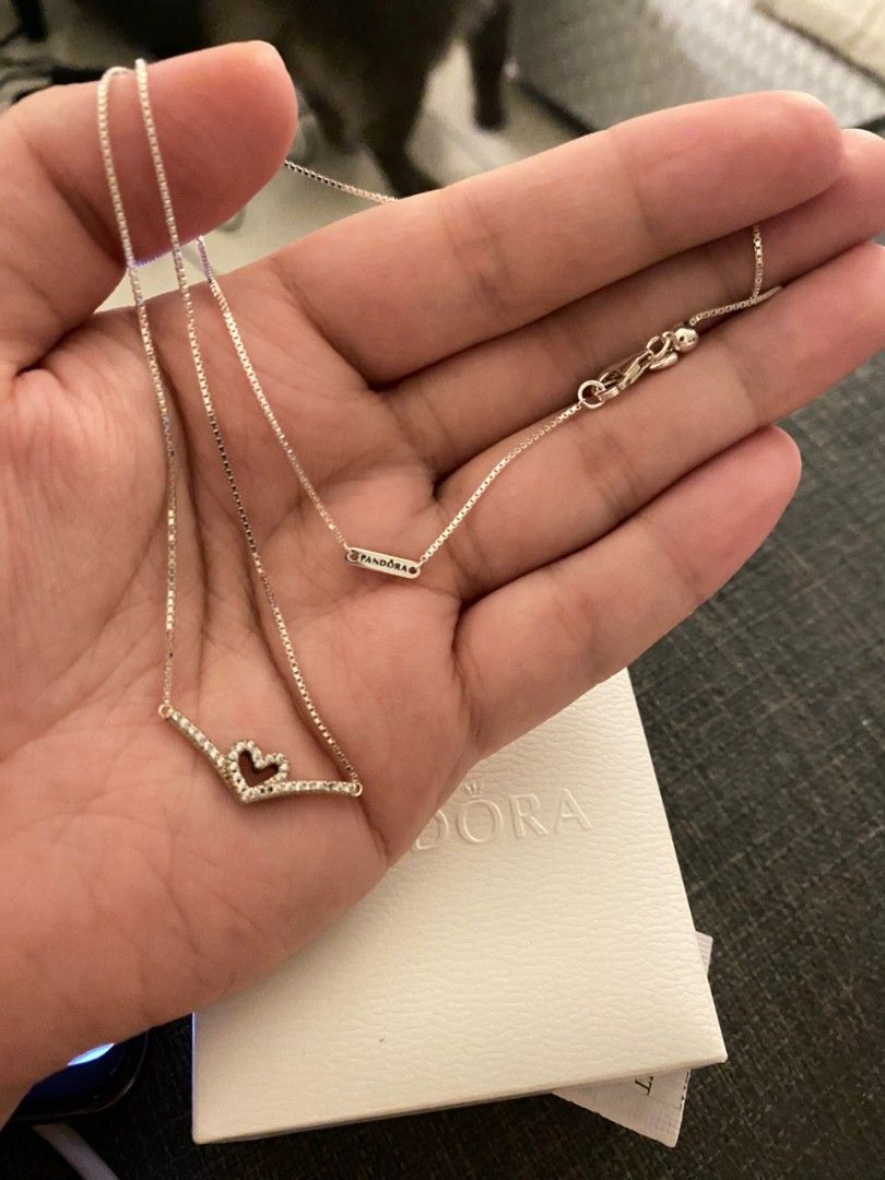 Pandora wishbone store heart necklace