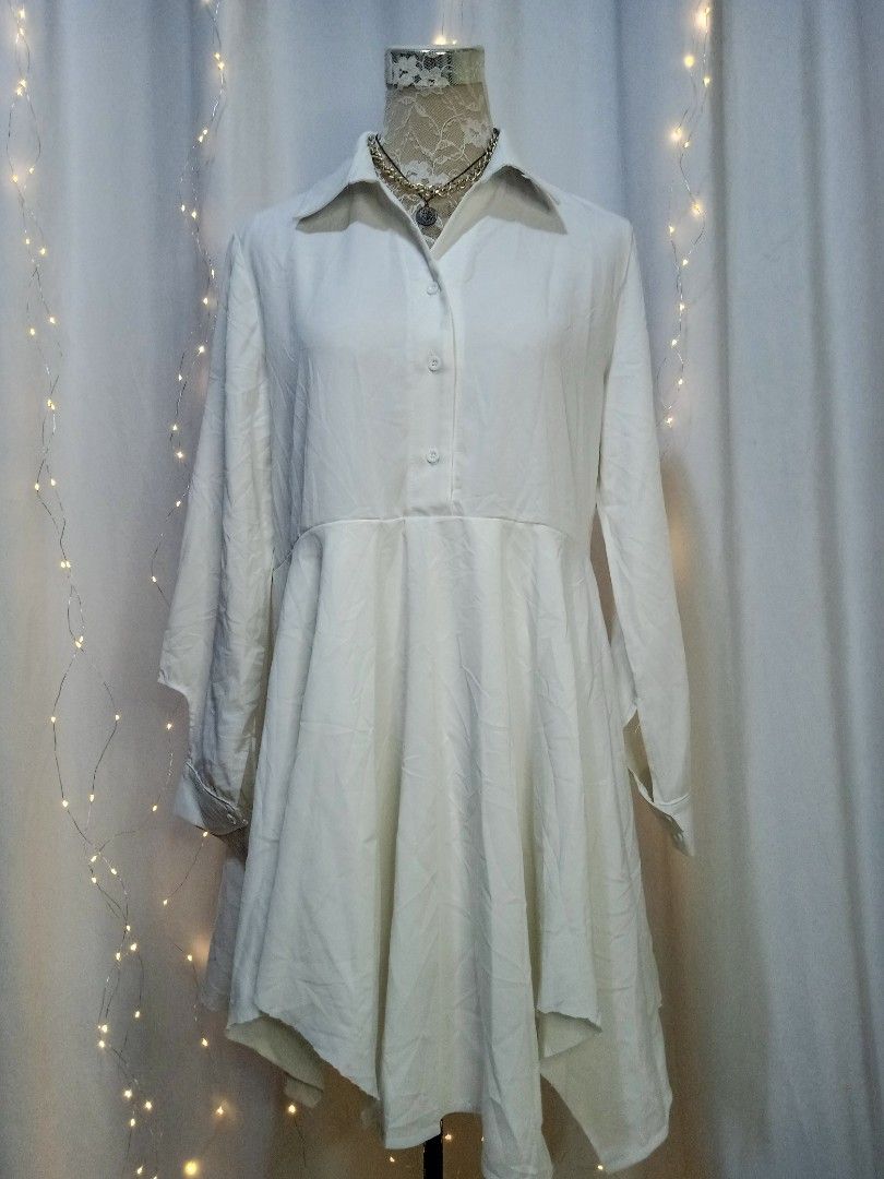 White Frill Collar Polo Dress Polissena