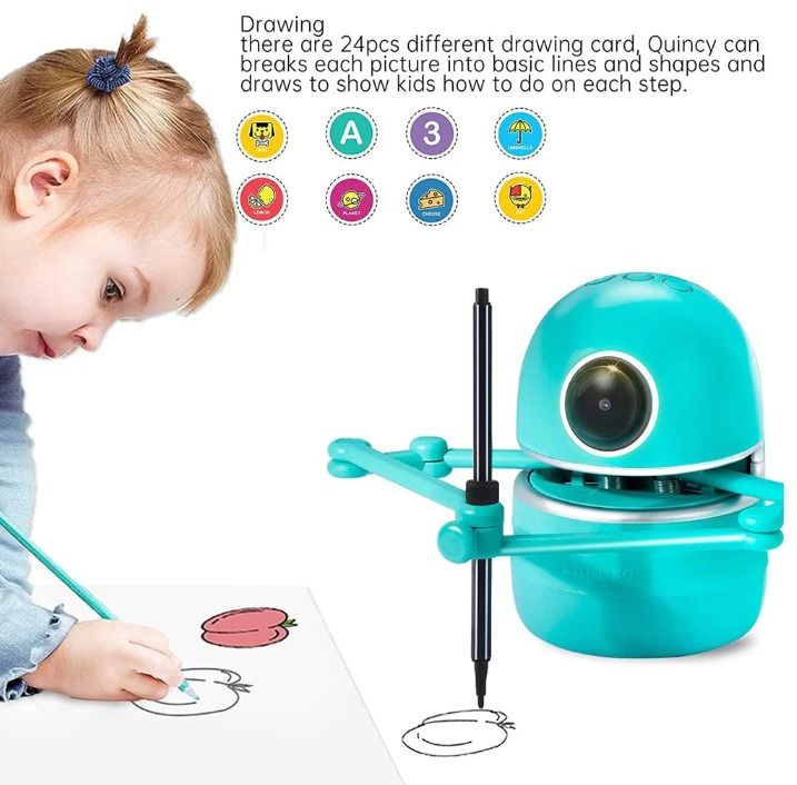 Pidoko Kids Quincy The Robot Artist - Includes Math and Alphabet Learning  Cards - Drawing Art Toy for Boys and Girls 