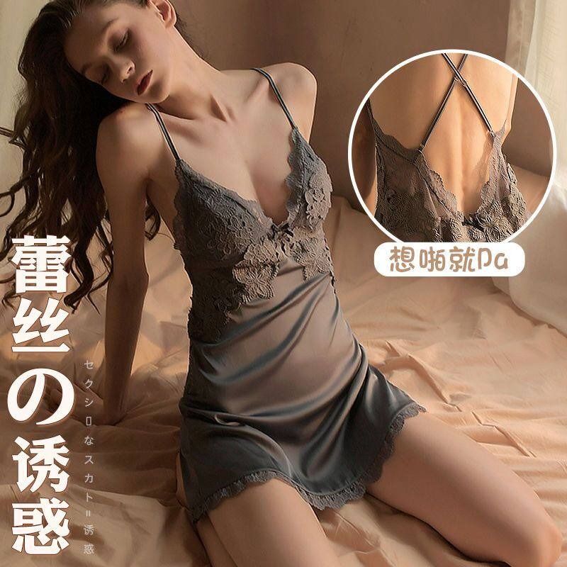 Satin Pajamas Set Homewear Nighties Silk Night Dress Sexy Hot Lingerie  Sleepwear