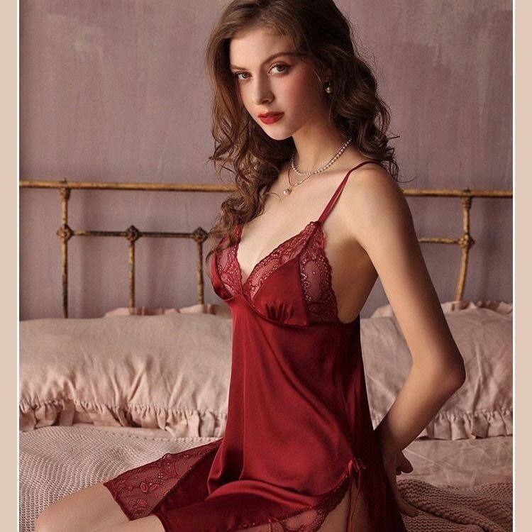 READY STOCK] Pamela Women's Sexy Sleepwear Lingerie Silk Satin