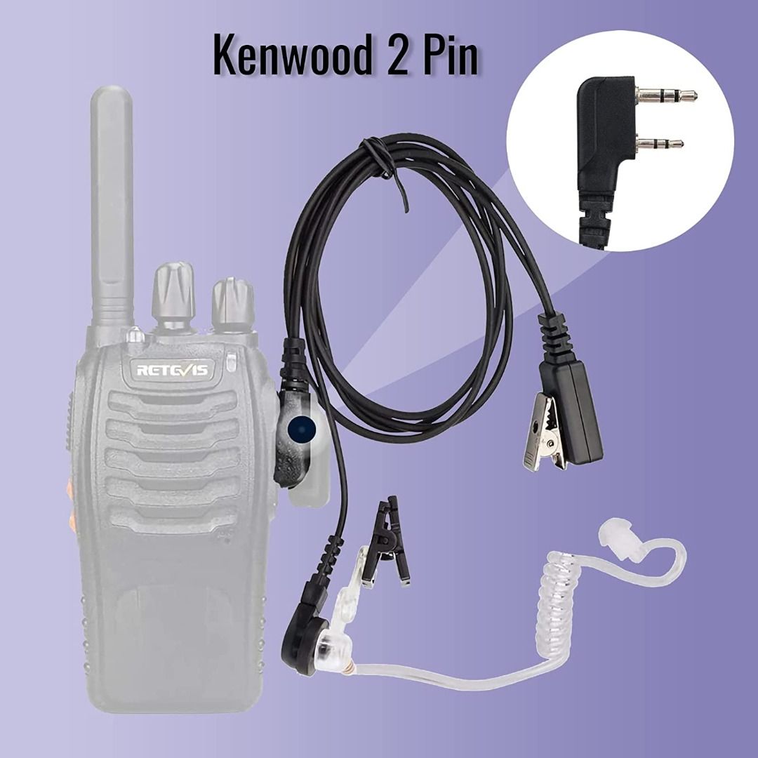 Retevis Pin Walkie Talkie Earpiece with Mic Acoustic Tube Security  Headset Compatible with Two Way Radio Retevis RT24 RT22 RT27 RT1 RT5R RT7 Baofeng  UV-5R BF-888S Kenwood HYT(2 pcs), Audio, Earphones