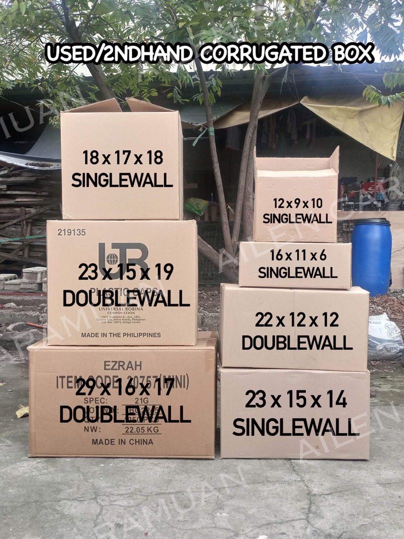 SECONDHAND CORRUGATED BOX (Category: Storage Boxes & Baskets) located in Quezon City. Submitted by gq.packagingsupplies.ph (Listing ID 1205885735, Image 1). Description: Hello Clients!!!♥️ YES IT’S AVAILABLE! BRANDNEW BIGGEST BALIKBAYAN 🍂 33 X 19 X 19 DOUBLEWALL BRANDNEW STANDARD BALIKBAYAN 🍂 20 X 20 X 20 SINGLEWALL USED/2NDHAND BALIKBAYAN 🍂 12 X 9 X 10 SINGLEWALL 🍂 16 X 11 X 6 SINGLEWALL 🍂 18 X 17 X 18 SINGLEWALL 🍂 23 X 15 X 14 SINGLEWALL 