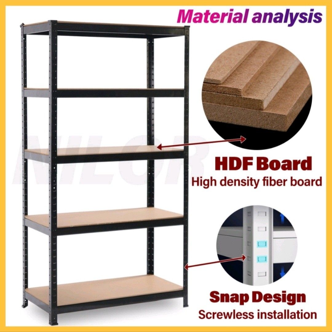 Shelving Rack Botlless Rack Rak Besi, Furniture & Home Living
