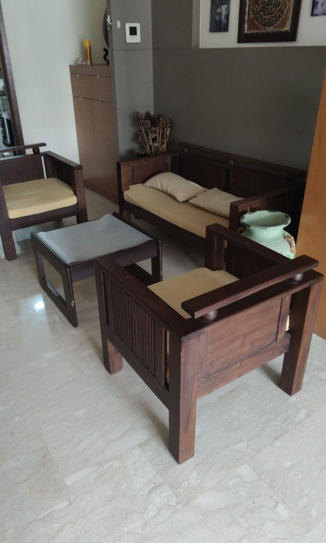 Solid Wooden Sofa Set, Furniture & Home Living, Furniture, Tables