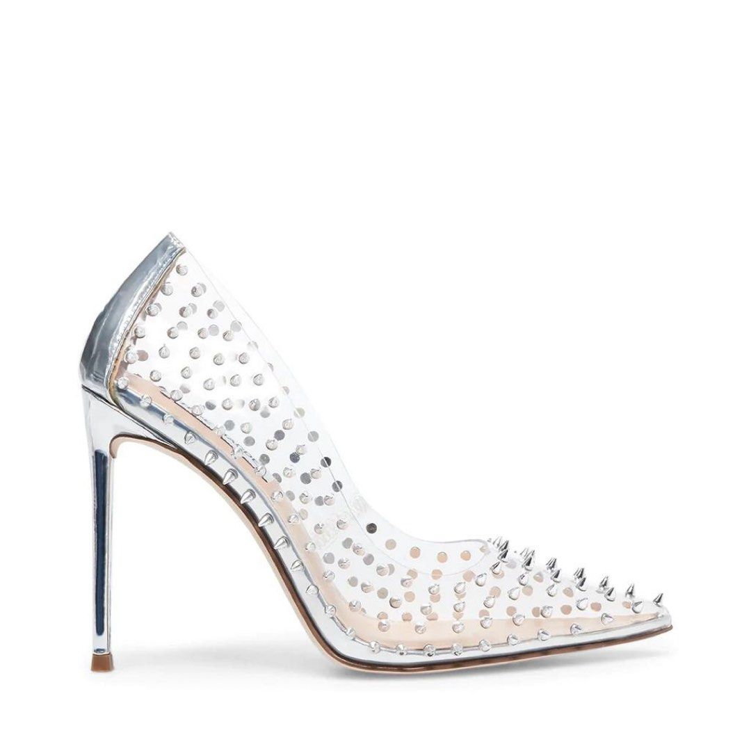 Steve Madden diamanted heeled shoes in clear and silver Women s Fashion Footwear Heels on Carousell
