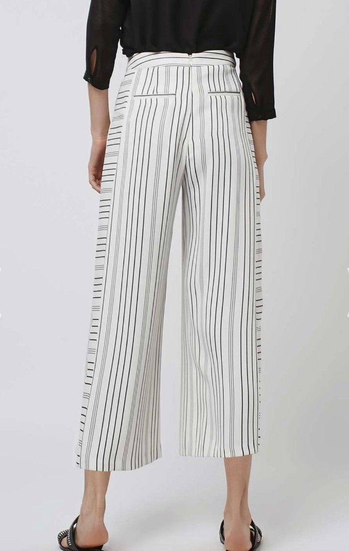 TOPSHOP Stripped cropped wide leg trousers Women s Fashion
