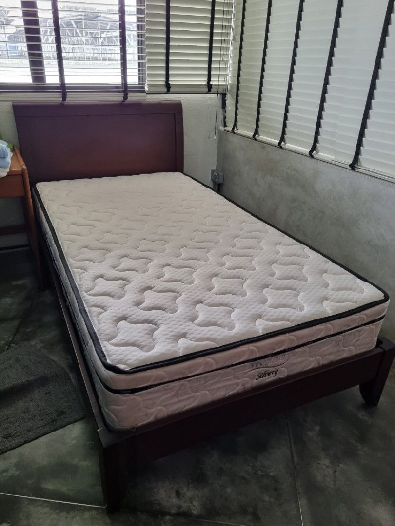 Super single bed with mattress (Solid Wood), Furniture & Home Living