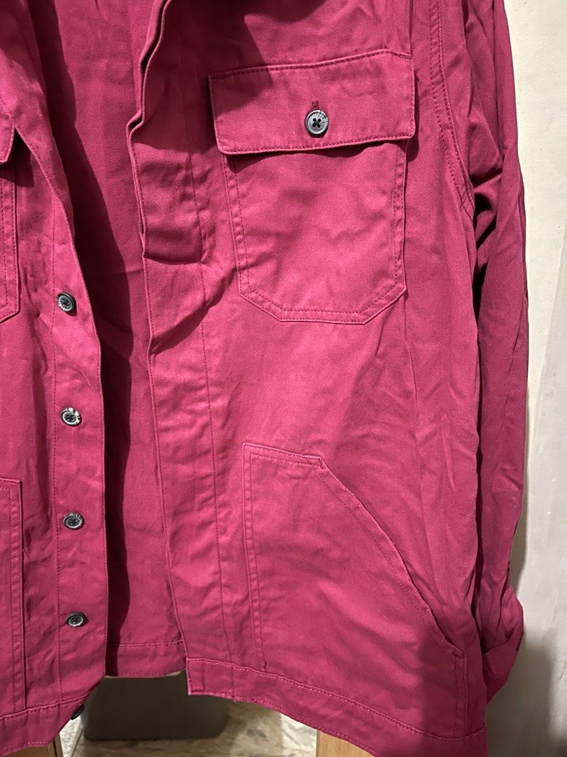 Topman cranberry worker s jacket Men s Fashion Coats Jackets and Outerwear on Carousell
