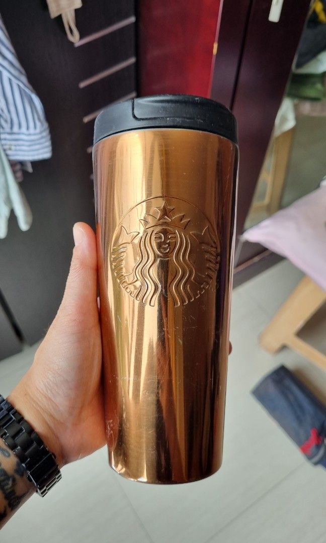 Tumbler Starbucks Asli warna rose gold. Ukuran 473ml, Kitchen & Appliances di Carousell