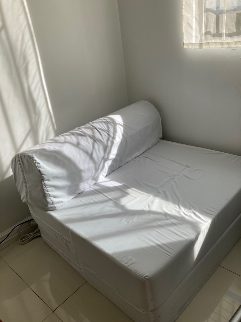 Uratex Sofa bed Single + custom bedsheets, Furniture & Home Living