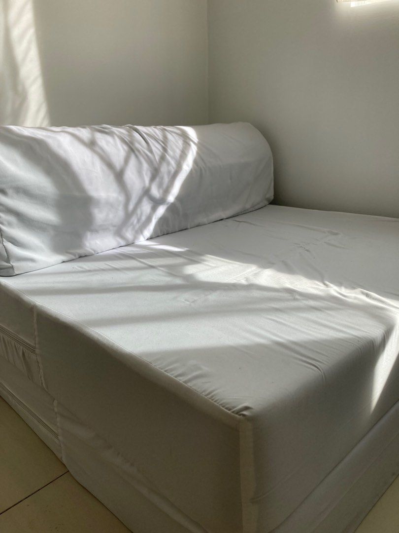 Uratex Sofa bed Single + custom bedsheets, Furniture & Home Living