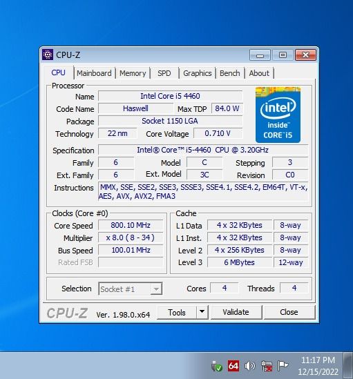 Used Intel®Core™ i5-4460 CPU Processor LGA1150 Core Thread