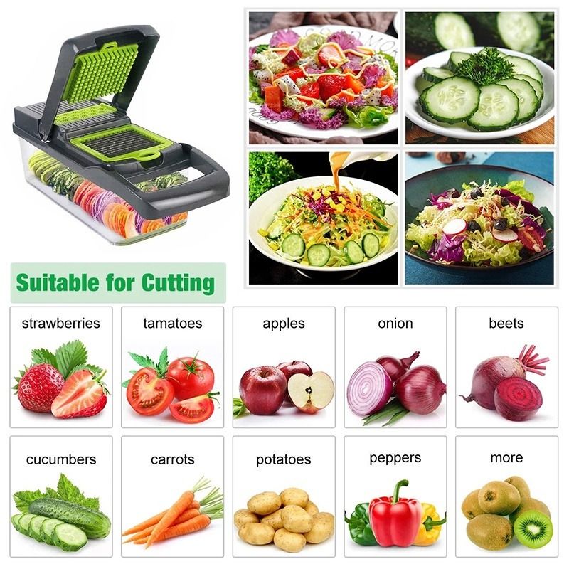 Vegetable Chopper, Slicer, Cutter and Grater 7 in 1 Vegetable Potato and  Onion