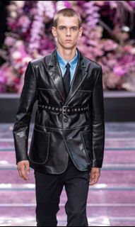 Vintage versace leather jacket on sale