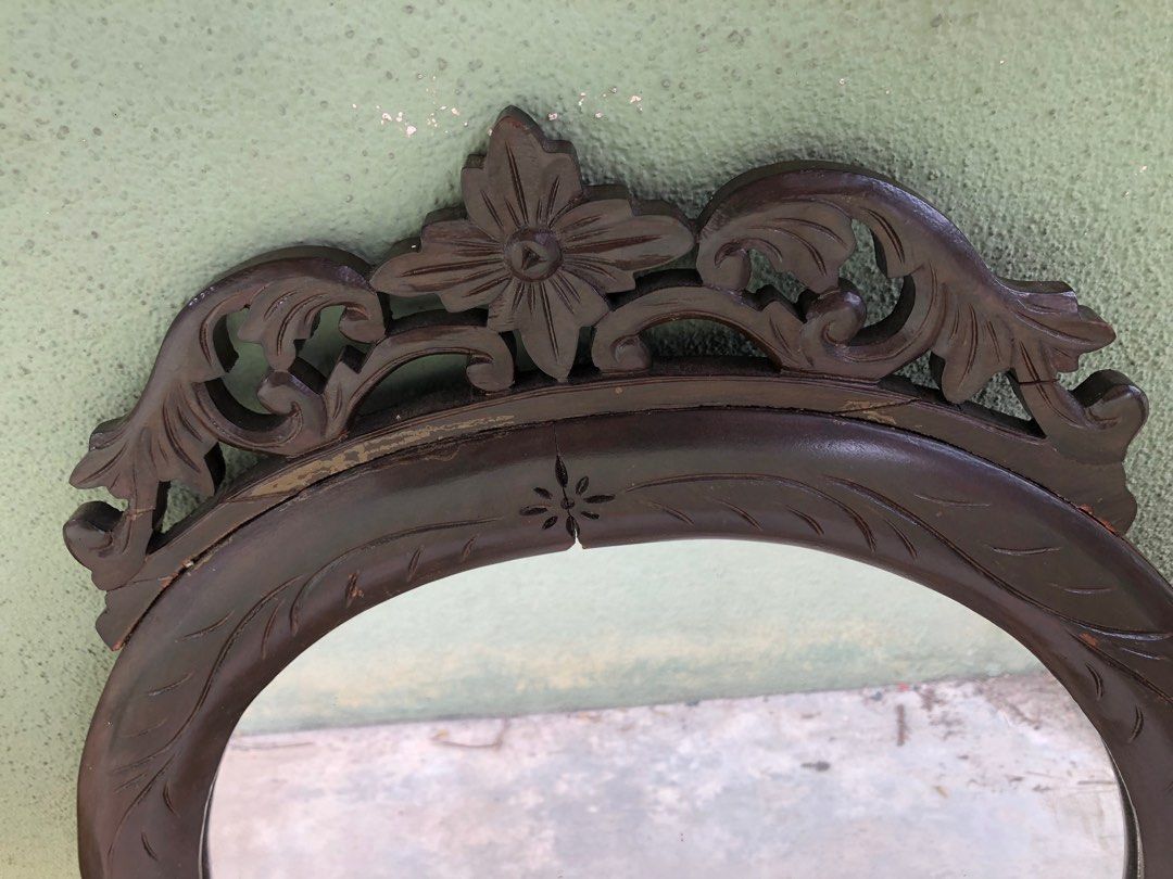 vintage malay traditional woods mirror, Furniture & Home Living, Home