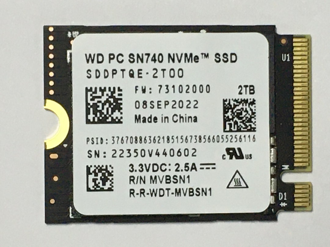 Western Digital WD PC SN740 2TB M.2 2230 NVMe PCIe Gen 4x4 SSD