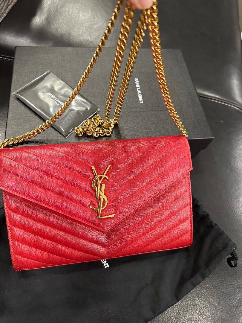 Ysl wallet on chain red outlet