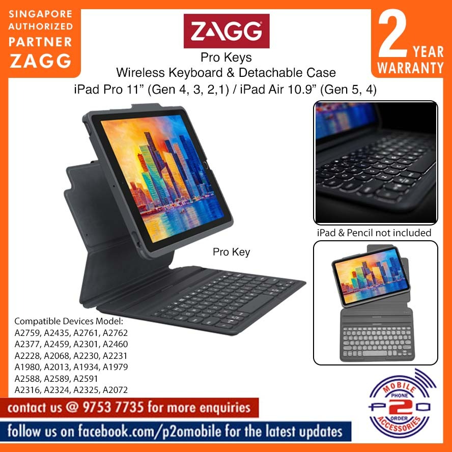 ZAGG Pro Keys Wireless Keyboard and Detachable Case for iPad Pro 11