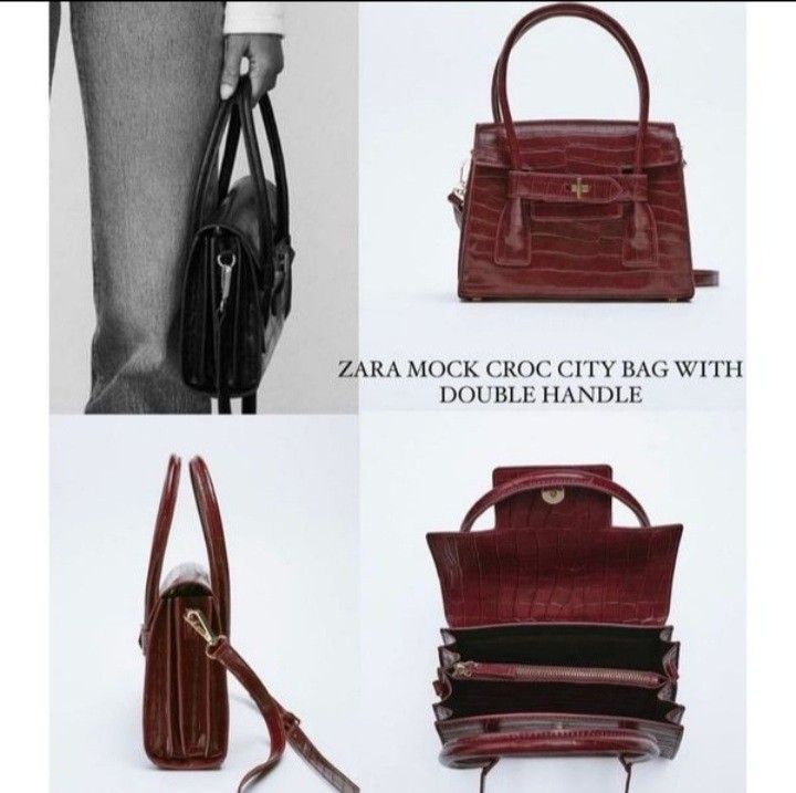 Zara - Mock Croc Tote Bag - Black - Women