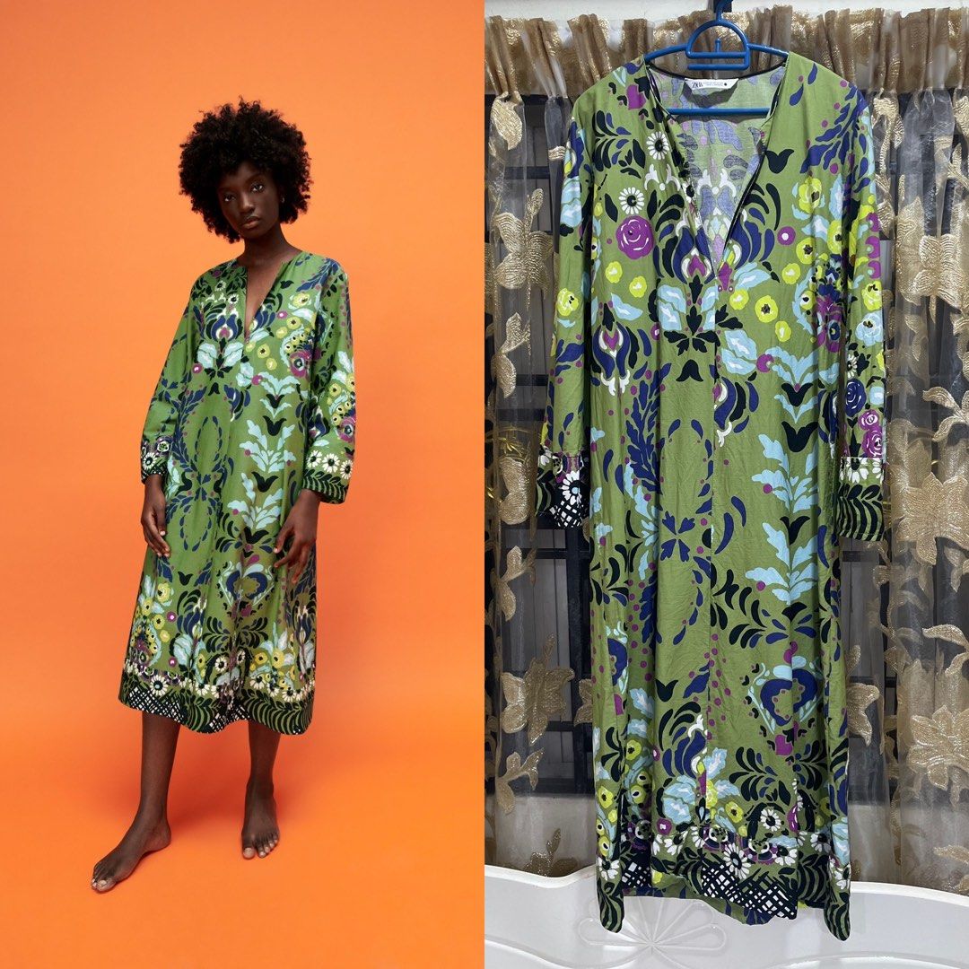 Zara printed 2024 poplin dress