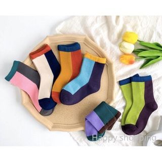 全新現貨～童襪 兒童 襪子 幾何配色 兒童 男童 女童（L碼）4～6歲