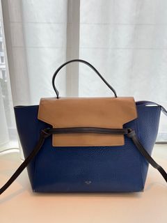 💯 Authentic Celine Medium Belted Bag In Beige and Navy