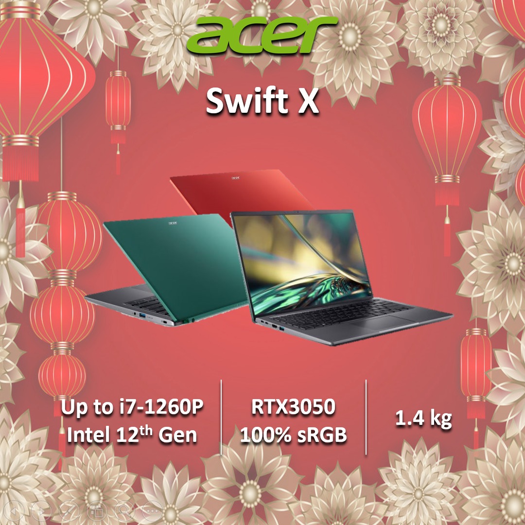 Acer Swift X Laptop Rtx3050 And Rtx3050ti Up To Intel I7 1260p