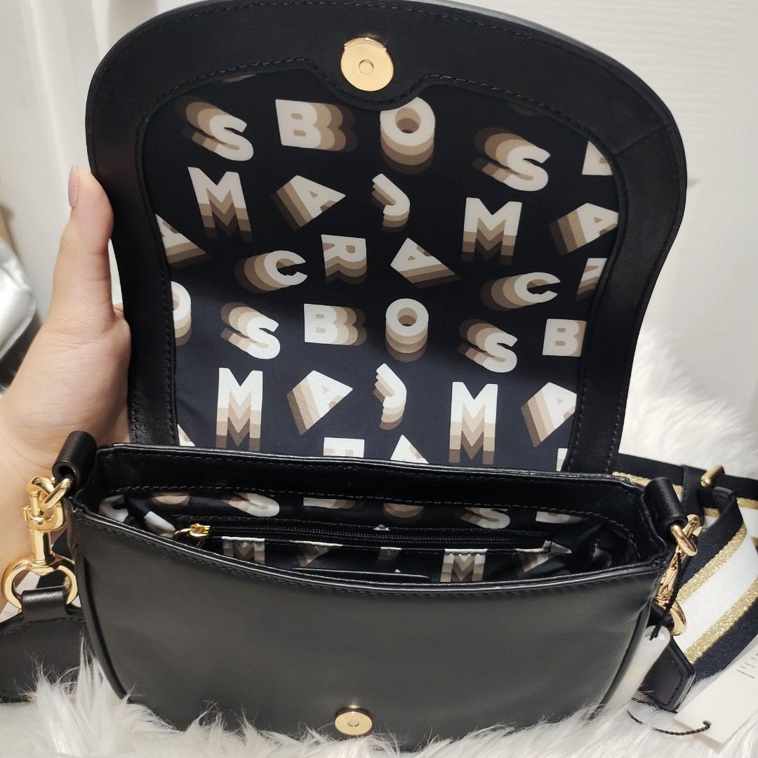 authentic brand new marc jacobs flash saddle black gold crossbody kili
